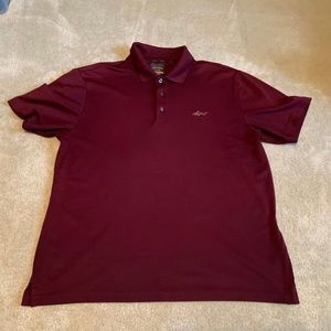 Greg Norman For Tasso Elba Polo: Five Iron - Play Dry Golf Shirt, Maroon XL